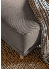 Colțar maro deschis extensibil cu tapițerie din catifea reiată (colț dreapta/în formă de "U") Lazy Lukka – Miuform