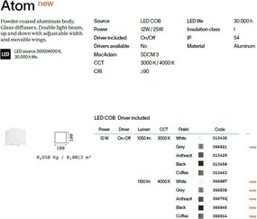 Aplica LED exterior ambientala IP54 ATOM AP D10 BIANCO 4000K