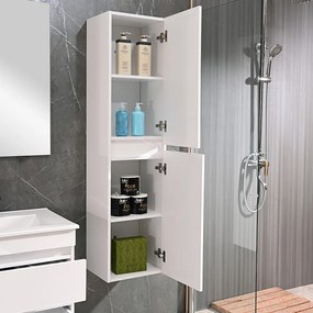 Mască de baie Cube 60 cu chiuvetă ceramică, 2 sertare, vopsită în alb lucios