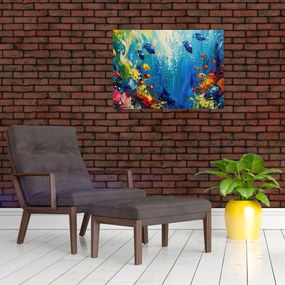 Tablou pe sticlă - Pictura lumii subacvatice (70x50 cm)