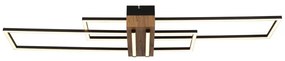 Plafoniera LED metal negru, MDF aspect de lemn DAKARI