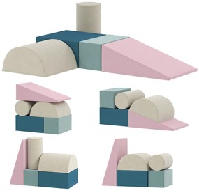 AIYAPLAY Set de 5 blocuri din spumă pentru bebeluși și copii mici, pentru construit, jucat, cățărat, set interior, spumă, Multicolor | Aosom Romania