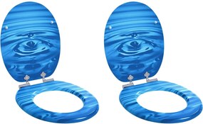 vidaXL Capac de toaletă cu închidere lentă 2 pcs Picătură Albastră