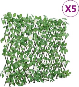 vidaXL Spalier cu iederă artificială extensibil 5 buc. verde 186x30 cm