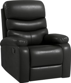 HOMCOM Fotoliu Rabatabil cu Suport pentru Picioare, Fotoliu Ergonomic din Piele Artificiala cu Capitonaj 81x90x105n cm, Negru | Aosom Romania
