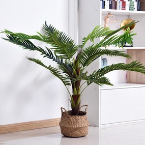 Outsunny Planta Artificiala Palmier Cycas Inaltime 123cm, Planta Artificiala cu Ghiveci Inclus, Decoratiune pentru Casa si Gradina | Aosom Romania