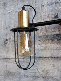 Aplică de perete din metal, cu 3 surse de lumină, finisaj negru antichizat, Factory