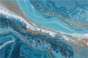 Tablou - Marmură bleu cu aur I. (90x60 cm)