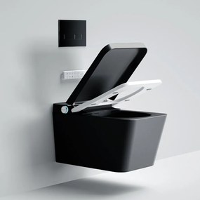 Set vas WC suspendat Relax Regal negru cu functie bideu electric si capac softclose