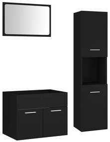 3070956 vidaXL Set mobilier de baie, negru, lemn prelucrat