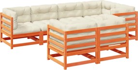 vidaXL Set canapele grădină cu perne, 7 piese, maro, lemn masiv de pin