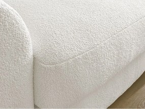 Colțar alb cu tapițerie din țesătură bouclé (cu colț pe partea dreaptă/cu șezlong) Leonore – Bobochic Paris