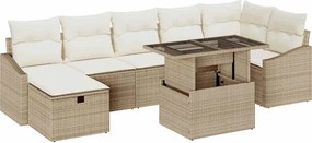 vidaXL Set de canapele pentru grădină cu pernă 8 pcs Bej Rattan poli