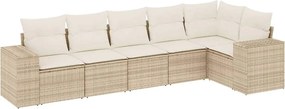 vidaXL Set canapele de grădină cu perne, 6 piese, bej, poliratan