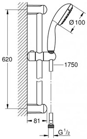 Pachet: Baterie cabina dus cu termostat Grohe Grohtherm 1000 + Set de dus bara New Tempesta Mono (34143003, 27853001)