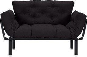 Canapea Extensibilă 2 locuri SUNNY, pentru terasă, 155x70x85 cm, Negru-Enjoy