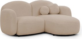 Colțar maro deschis cu tapițerie din țesătură bouclé (cu colț pe partea dreaptă/cu șezlong) Orbit – Ropez