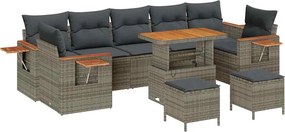 vidaXL Set de canapele pentru grădină cu pernă 13 pcs Gri poliratan