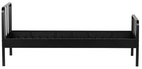 Pat negru din metal cu somieră 90x200 cm Mees – WOOOD