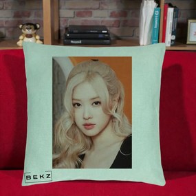 Perna Personalizata K-pop BLACKPINK cu Funda Rosie, 40x40 cm, Verde Menta, Husa Detasabila, Perna Inclusa, BEKZ®