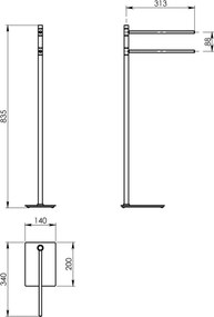 Gedy - Suport pentru prosoape TRILLY 83,5 cm negru mat