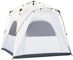 Outsunny Cort de camping, cort pop up în formă de dom pentru 4 persoane, cu 4 uși 4 ferestre geantă de transport inclusă pentru camping trekking alb gri | Aosom Romania
