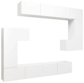 3078725 vidaXL Set dulap TV, 8 piese, alb, lemn prelucrat