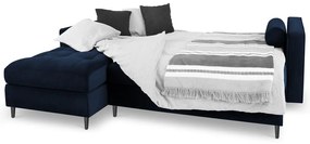 Colțar extensibil din catifea cu șezlong stânga Milo Casa Santo, albastru