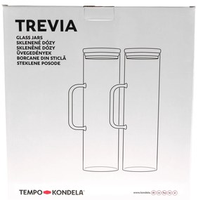 TEMPO-KONDELA TREVIA, borcane din sticlă, set de 2, cu mâner, sticlă/bambus