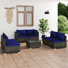 3102230 vidaXL Set mobilier de grădină cu perne, 7 piese, gri, poliratan