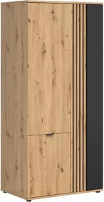 Dulap VABRES, stejar artisan/negru mat, PAL laminat, 91x56x196 cm