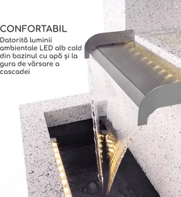 Blumfeldt Bloomingstone, fântână, fântână de grădină, fântână decorativă, 20 W, pompă, zinc, LED