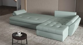 Colțar extensibil dumonde cu ladă de depozitare si sezut confortabil din spuma high-density, Loana XL Enjoy Mint 335x185 cm