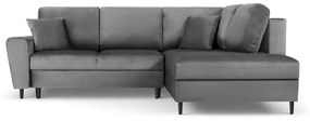 Coltar extensibil Kyoto 5 locuri catifea picioare negre