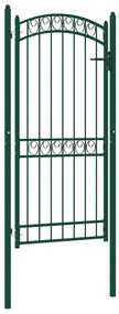 Poarta de gard cu arcada, verde, 100x200 cm, otel Verde, 100 x 200 cm