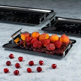 Set 3 tavi pentru servire din otel Kinghoff KH 4743, Placate cu crom, Argintiu