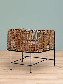 Fotoliu impletit din rattan, cu bordura decorativa neagră, "Asano"