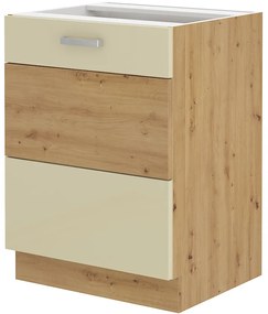 Dulap inferior de bucătărie Arryn 60 D 1F BB (Stejar artisan + Crem lucios). 1024722