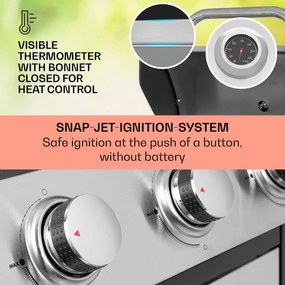 Tomahawk, grătar cu gaz, 3 arzătoare de 3,6 kW, 60 x 43,5 cm, grătar din oțel inoxidabil