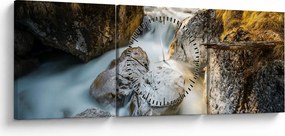 Tablou - Râul din pădure (cu ceas) (90x30 cm)