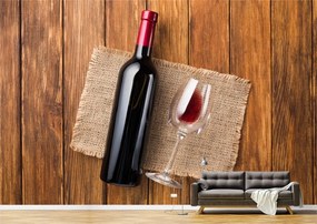 Tapet Premium Canvas - Prezentare sticla de vin si pahar