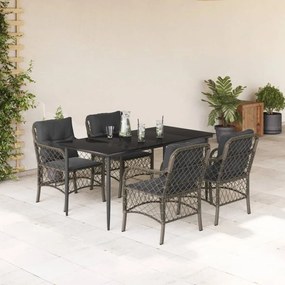 vidaXL Set mobilier de grădină cu perne, 5 piese, gri, poliratan