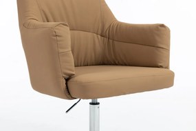 HR840K Scaun Caramel Piele Ecologica Premium Soft cu Bază Cromata