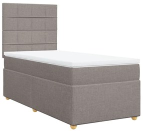 3291111 vidaXL Pat box spring cu saltea, gri taupe, 80x200 cm, textil