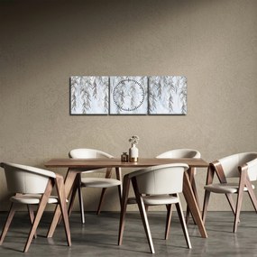 Tablou - Crenguțe de salcie fundal albastru (cu ceas) (90x30 cm)