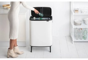 Cos de gunoi Brabantia Bo Touch Hi 1001259, 60 L, Deschideri laterale pentru transport, Picioare reglabile, Alb