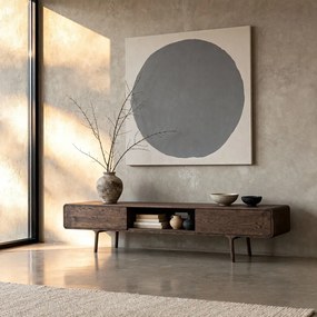 Comodă TV maro din lemn de stejar 220x45x45 cm Fawn – Gazzda