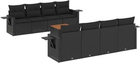 vidaXL Set mobilier de grădină cu perne, 9 piese, negru, poliratan
