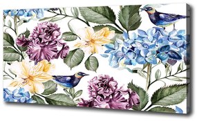 Imprimare tablou canvas Flori și păsări