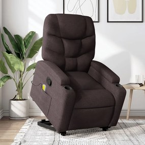 vidaXL Fotoliu rabatabil de masaj, cu ridicare, maro închis, textil